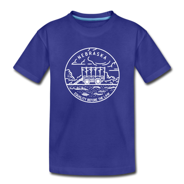 Nebraska Youth T-Shirt - State Design Youth Nebraska Tee - royal blue