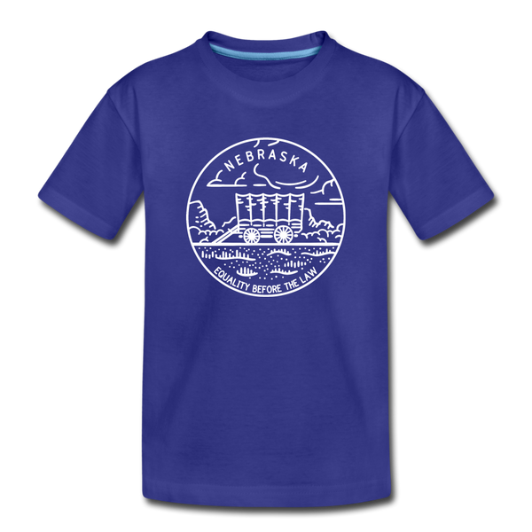 Nebraska Youth T-Shirt - State Design Youth Nebraska Tee - royal blue