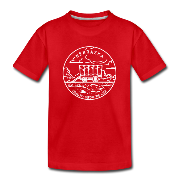 Nebraska Youth T-Shirt - State Design Youth Nebraska Tee - red