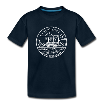 Nebraska Youth T-Shirt - State Design Youth Nebraska Tee - deep navy