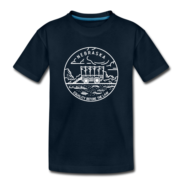 Nebraska Youth T-Shirt - State Design Youth Nebraska Tee - deep navy