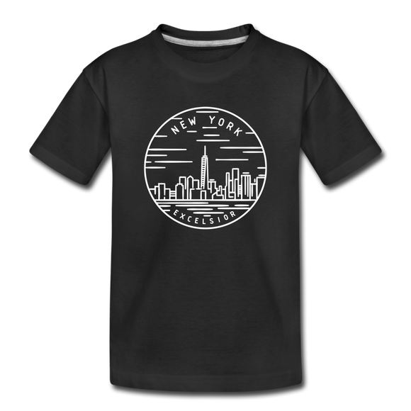 New York Youth T-Shirt - State Design Youth New York Tee - black