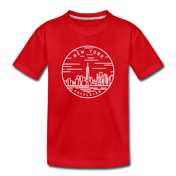 New York Youth T-Shirt - State Design Youth New York Tee - red