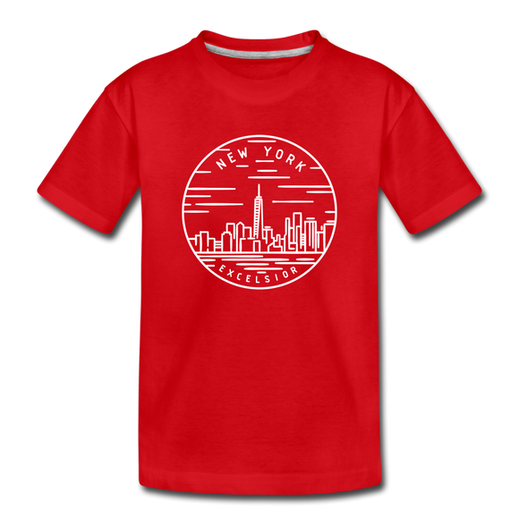 New York Youth T-Shirt - State Design Youth New York Tee - red