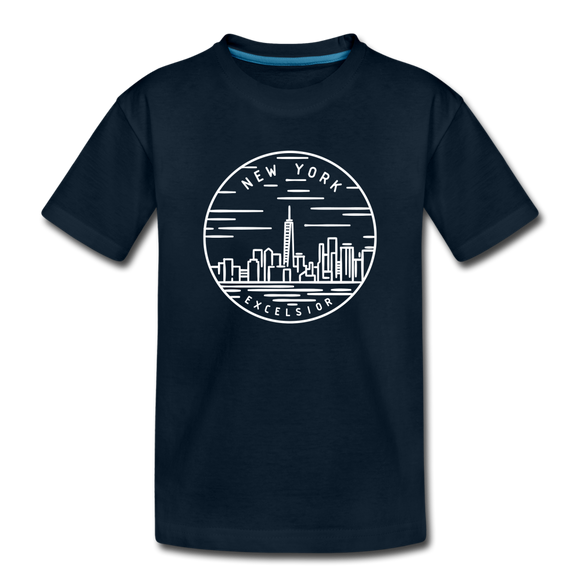 New York Youth T-Shirt - State Design Youth New York Tee - deep navy