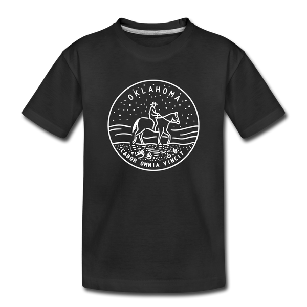 Oklahoma Youth T-Shirt - State Design Youth Oklahoma Tee - black
