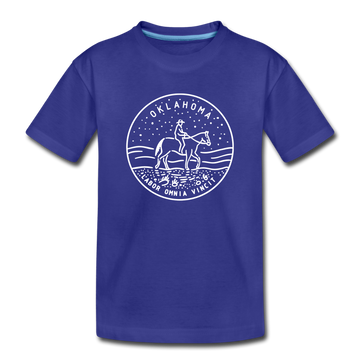 Oklahoma Youth T-Shirt - State Design Youth Oklahoma Tee - royal blue