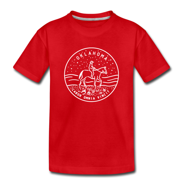 Oklahoma Youth T-Shirt - State Design Youth Oklahoma Tee - red