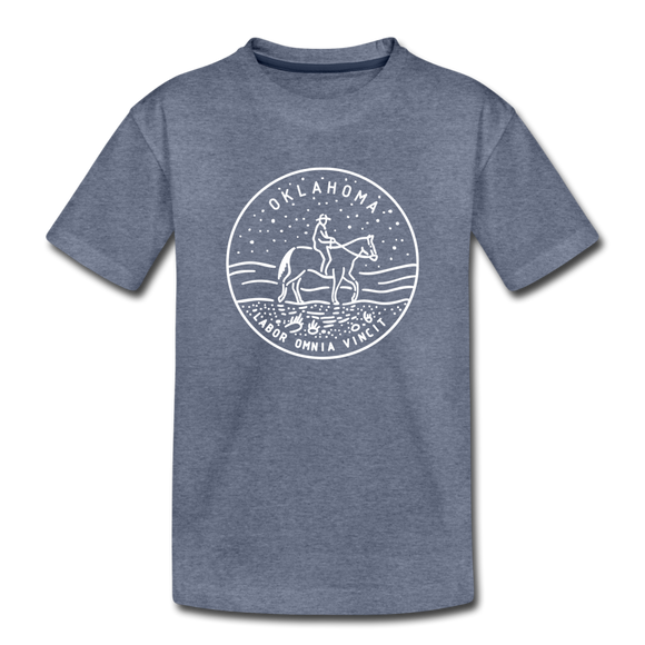 Oklahoma Youth T-Shirt - State Design Youth Oklahoma Tee - heather blue