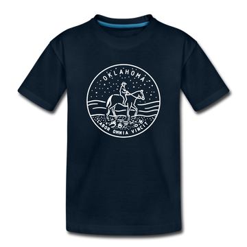 Oklahoma Youth T-Shirt - State Design Youth Oklahoma Tee - deep navy