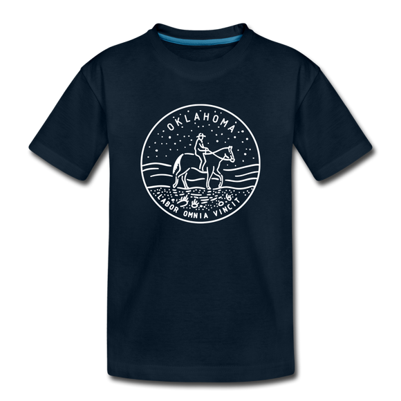 Oklahoma Youth T-Shirt - State Design Youth Oklahoma Tee - deep navy