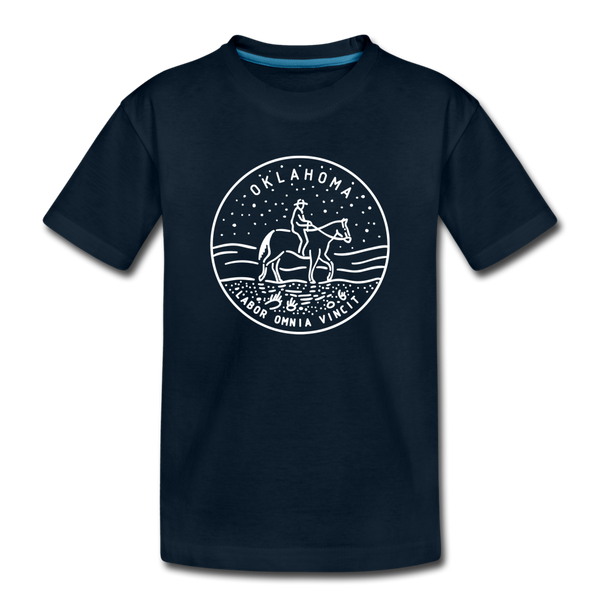 Oklahoma Youth T-Shirt - State Design Youth Oklahoma Tee - deep navy