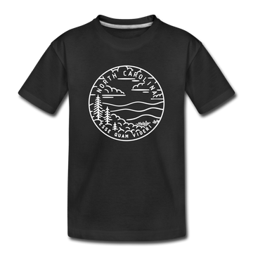 North Carolina Youth T-Shirt - State Design Youth North Carolina Tee - black