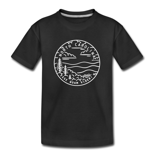 North Carolina Youth T-Shirt - State Design Youth North Carolina Tee - black