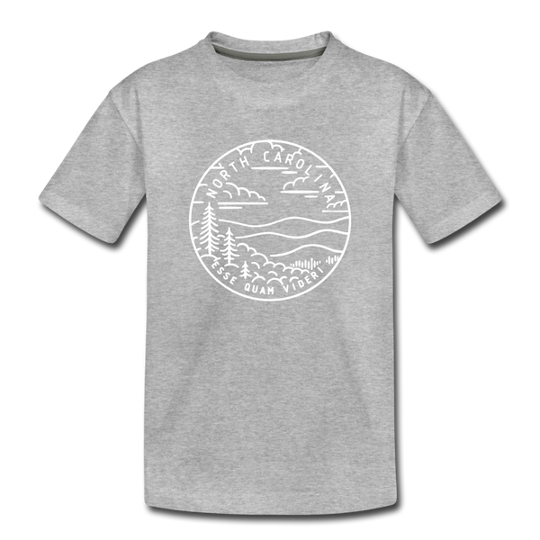 North Carolina Youth T-Shirt - State Design Youth North Carolina Tee - heather gray