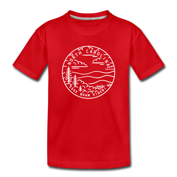 North Carolina Youth T-Shirt - State Design Youth North Carolina Tee - red