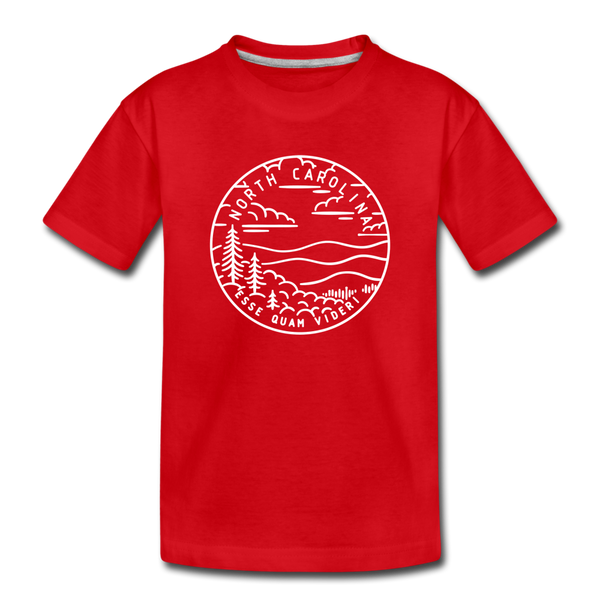 North Carolina Youth T-Shirt - State Design Youth North Carolina Tee - red
