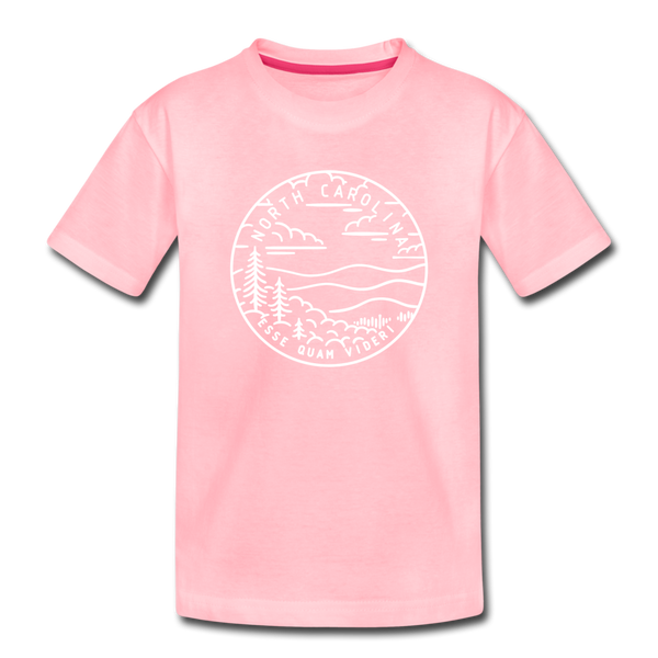 North Carolina Youth T-Shirt - State Design Youth North Carolina Tee - pink