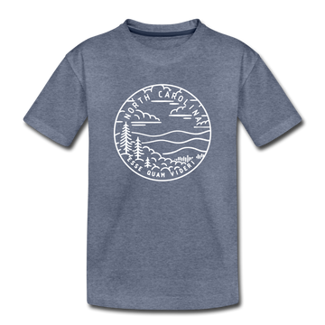 North Carolina Youth T-Shirt - State Design Youth North Carolina Tee - heather blue