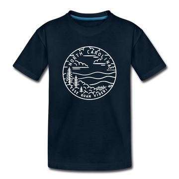 North Carolina Youth T-Shirt - State Design Youth North Carolina Tee - deep navy
