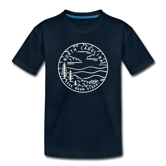 North Carolina Youth T-Shirt - State Design Youth North Carolina Tee - deep navy