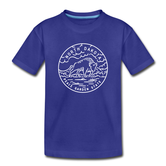 North Dakota Youth T-Shirt - State Design Youth North Dakota Tee - royal blue