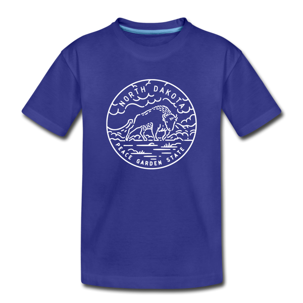 North Dakota Youth T-Shirt - State Design Youth North Dakota Tee - royal blue