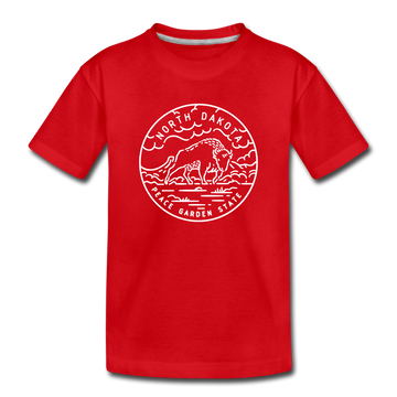 North Dakota Youth T-Shirt - State Design Youth North Dakota Tee - red