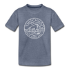 North Dakota Youth T-Shirt - State Design Youth North Dakota Tee - heather blue