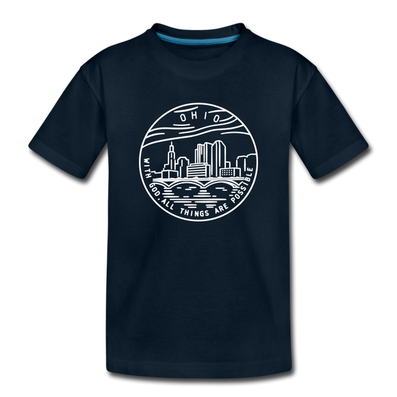 Ohio Youth T-Shirt - State Design Youth Ohio Tee - deep navy