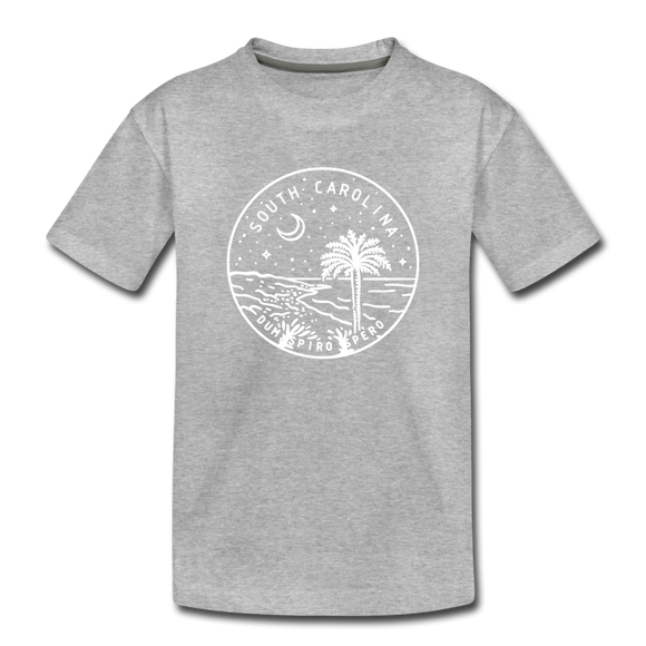 South Carolina Youth T-Shirt - State Design Youth South Carolina Tee - heather gray