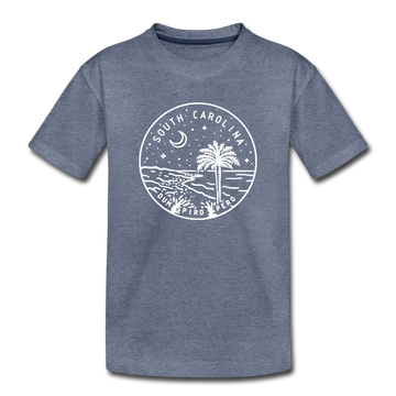 South Carolina Youth T-Shirt - State Design Youth South Carolina Tee - heather blue