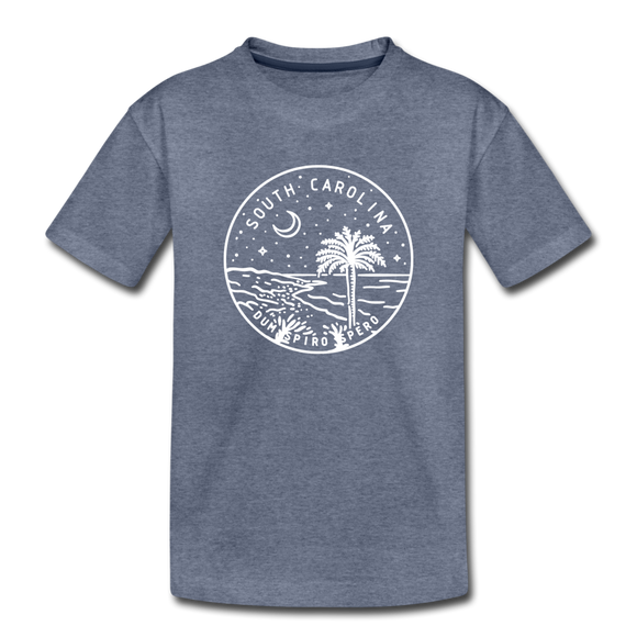 South Carolina Youth T-Shirt - State Design Youth South Carolina Tee - heather blue