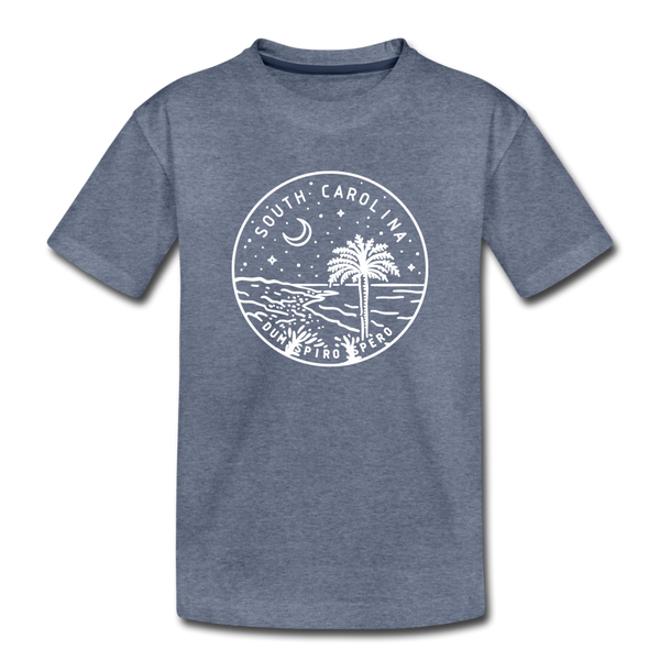 South Carolina Youth T-Shirt - State Design Youth South Carolina Tee - heather blue