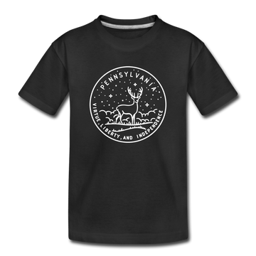 Pennsylvania Youth T-Shirt - State Design Youth Pennsylvania Tee - black
