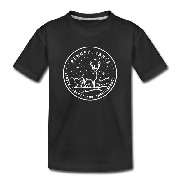 Pennsylvania Youth T-Shirt - State Design Youth Pennsylvania Tee - black