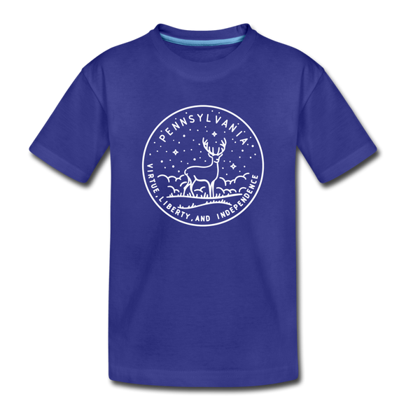 Pennsylvania Youth T-Shirt - State Design Youth Pennsylvania Tee - royal blue