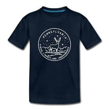 Pennsylvania Youth T-Shirt - State Design Youth Pennsylvania Tee - deep navy