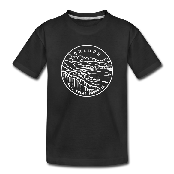 Oregon Youth T-Shirt - State Design Youth Oregon Tee - black