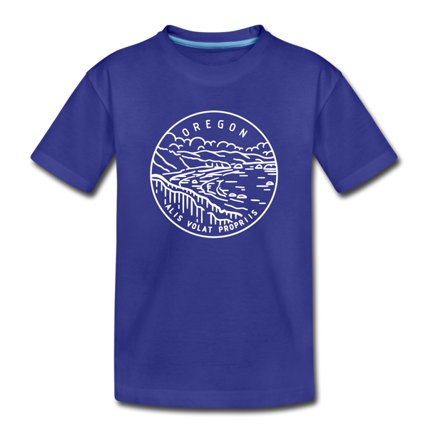 Oregon Youth T-Shirt - State Design Youth Oregon Tee - royal blue