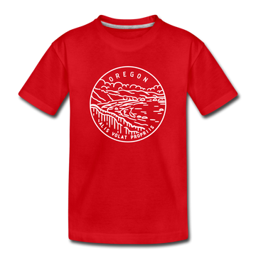 Oregon Youth T-Shirt - State Design Youth Oregon Tee - red