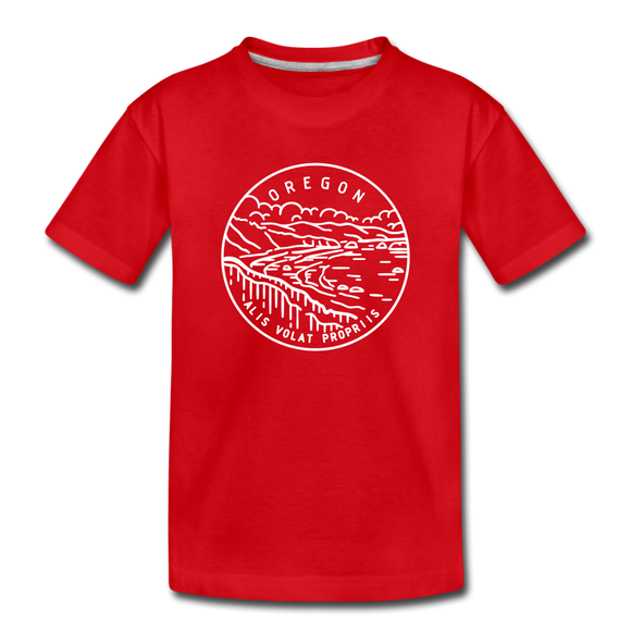 Oregon Youth T-Shirt - State Design Youth Oregon Tee - red
