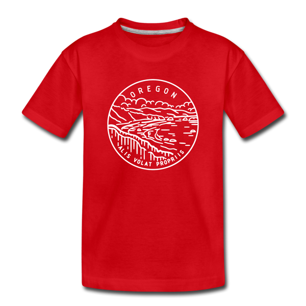 Oregon Youth T-Shirt - State Design Youth Oregon Tee - red