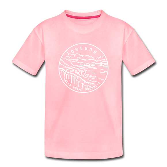 Oregon Youth T-Shirt - State Design Youth Oregon Tee - pink
