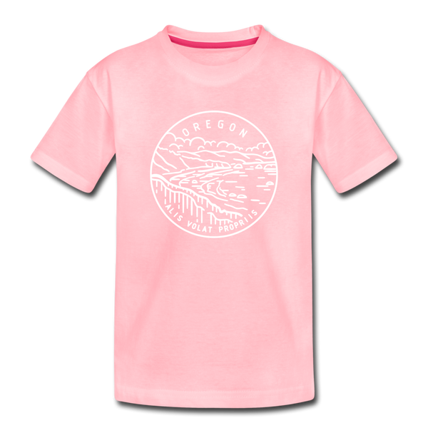 Oregon Youth T-Shirt - State Design Youth Oregon Tee - pink