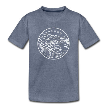 Oregon Youth T-Shirt - State Design Youth Oregon Tee - heather blue