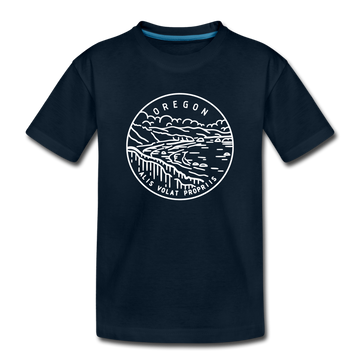 Oregon Youth T-Shirt - State Design Youth Oregon Tee - deep navy