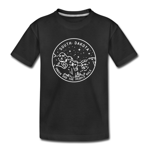 South Dakota Youth T-Shirt - State Design Youth South Dakota Tee - black