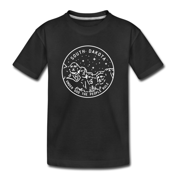 South Dakota Youth T-Shirt - State Design Youth South Dakota Tee - black