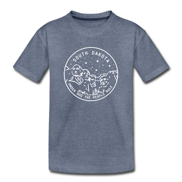 South Dakota Youth T-Shirt - State Design Youth South Dakota Tee - heather blue